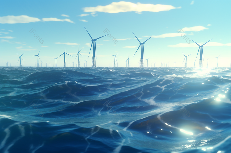 巨大海浪里面的风力涡轮机,高清,摄影图,摄影图片,图片大全,摄影图免费下载